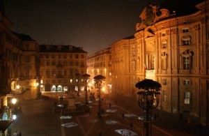 Piazza Carignano with Palazzo Carignano on rightside