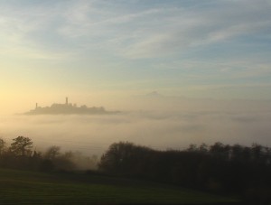 Murazzano rising from the mist