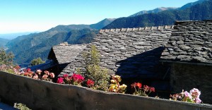 Dronero in Piedmont. A mountain village with roof tops