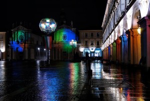 Luci D'Artista display of lights in Piazza San Carlo in Turin