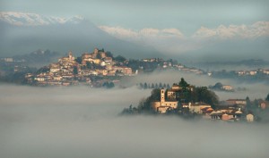 Monferrato, villate floating amongst the clouds in the rolling hills